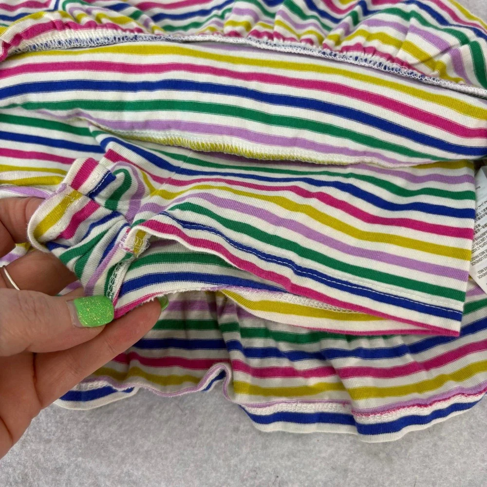 Boden Multi Striped Tiered Ruffle Cotton Skort Girls 5-6Y Rainbow Sparkle Preppy